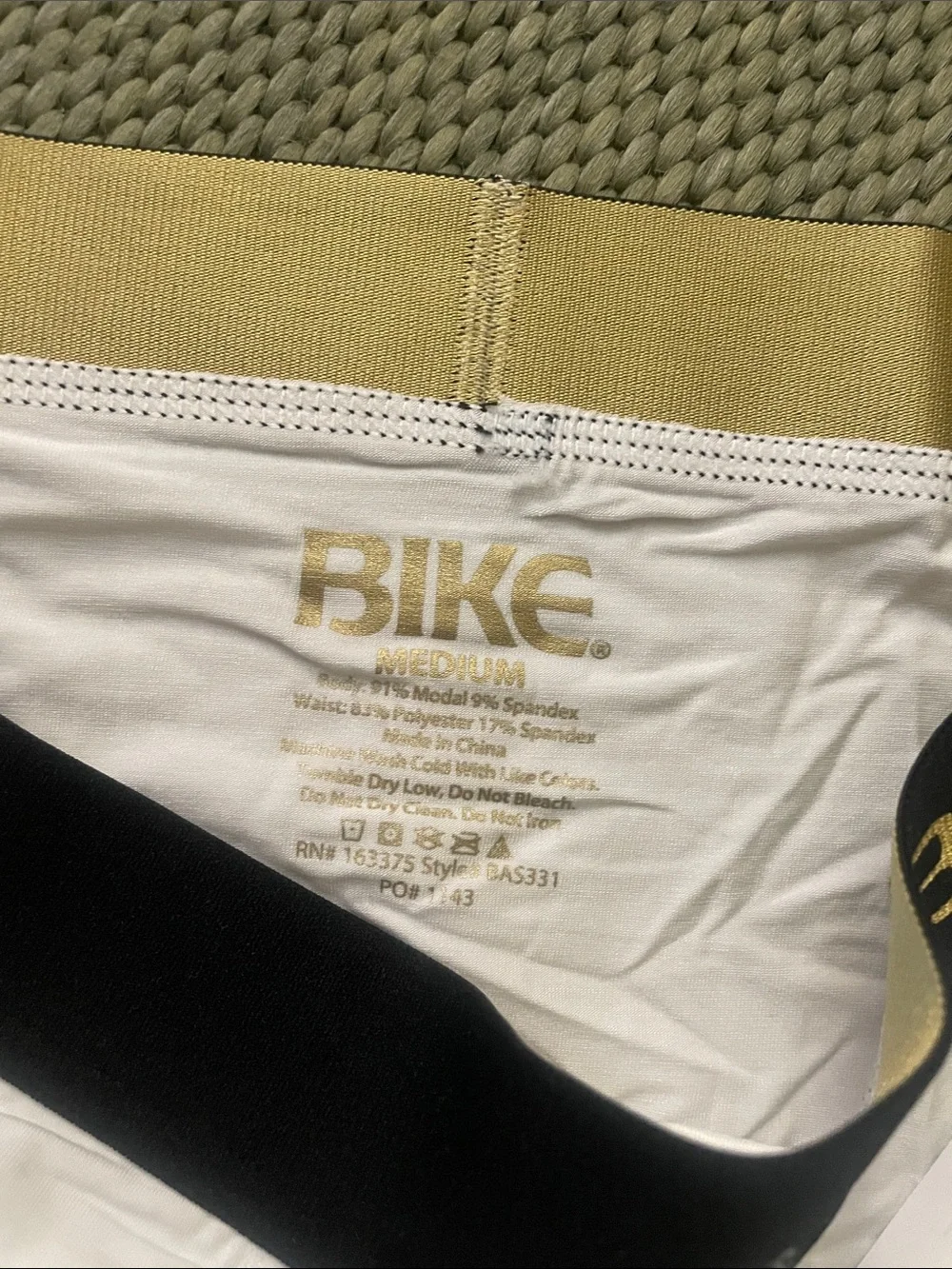 BIKE Men’s White Briefs with Black & Gold Waistband